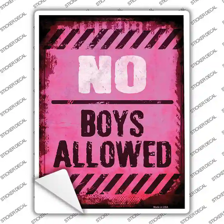 No Boys Allowed Distressed Novelty Rectangle Sticker Decal Small