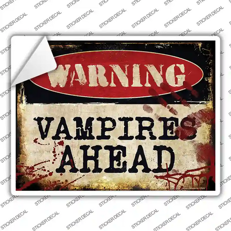 Vampires Ahead Novelty Rectangle Sticker Decal Small