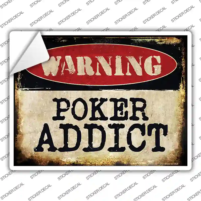 Poker Addict Novelty Rectangle Sticker Decal Small