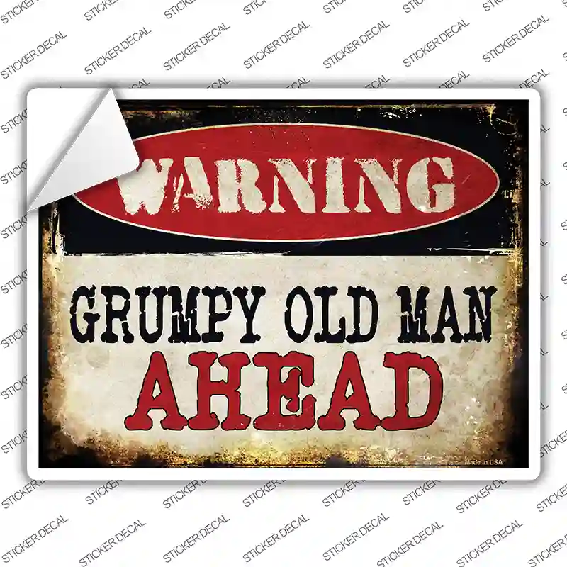 Grumpy Old Man Novelty Rectangle Sticker Decal Small