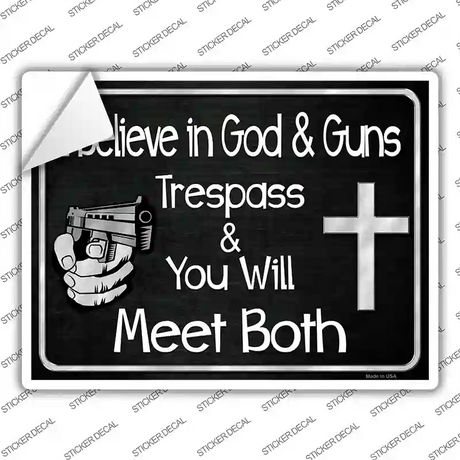 God And Guns Novelty Rectangle Sticker Decal Small