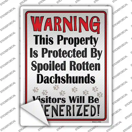 Protected By Dachshund Novelty Rectangle Sticker Decal Small