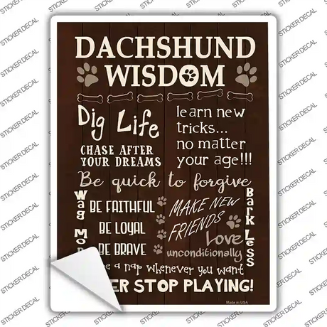 Dachshund Wisdom Novelty Rectangle Sticker Decal Small