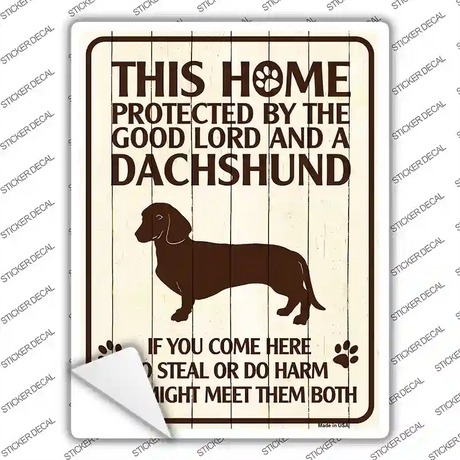 Dachshund Protected Novelty Rectangle Sticker Decal Small