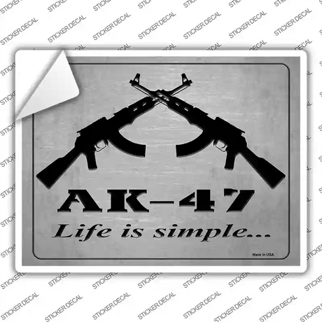 AK-47 Life Is Simple Novelty Rectangle Sticker Decal Small