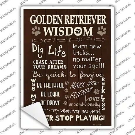 Golden Retriever Wisdom Novelty Rectangle Sticker Decal Small