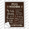 Pug Wisdom Novelty Rectangle Sticker Decal Small