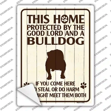 Bulldog Protected Novelty Rectangle Sticker Decal Small