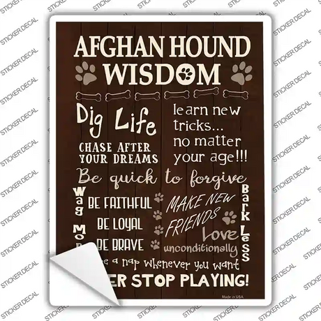 Afghan Hound Wisdom Novelty Rectangle Sticker Decal Small