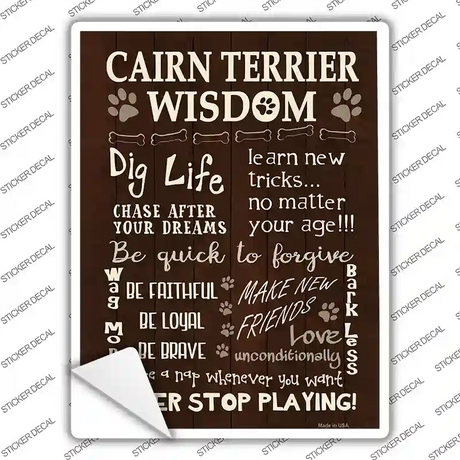 Cairn Terrier Wisdom Novelty Rectangle Sticker Decal Small