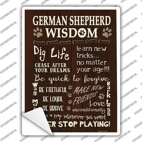 German Shepherd Wisdom Novelty Rectangle Sticker Decal Small