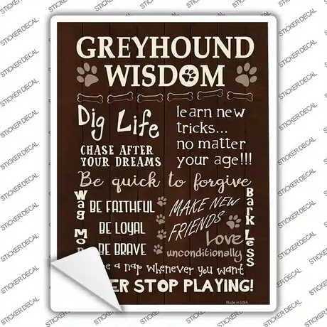 Greyhound Wisdom Novelty Rectangle Sticker Decal Small