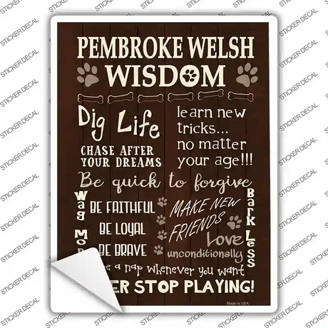 Pembroke Welsh Wisdom Novelty Rectangle Sticker Decal Small