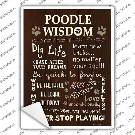 Poodle Wisdom Novelty Rectangle Sticker Decal Small