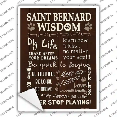 Saint Bernard Wisdom Novelty Rectangle Sticker Decal Small