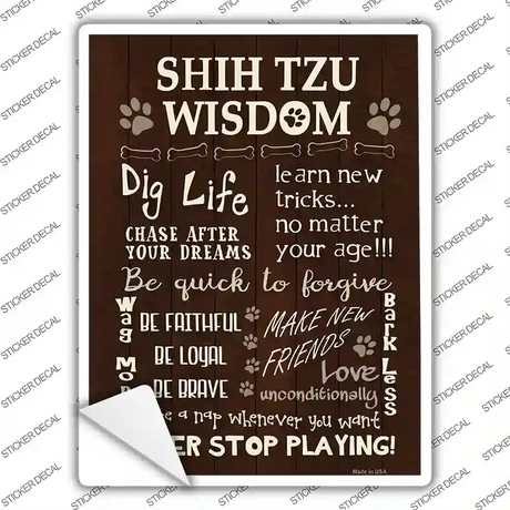 Shih Tzu Wisdom Novelty Rectangle Sticker Decal Small