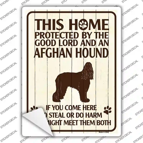 Protected By An Afghan Hound Novelty Rectangle Sticker Decal Small