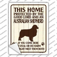 Protected By An Australian Shepherd Novelty Rectangle Sticker Decal Small