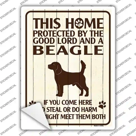 Protected By A Beagle Novelty Rectangle Sticker Decal Small