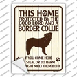 Protected By A Border Collie Novelty Rectangle Sticker Decal Small