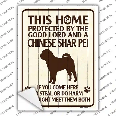 Protected By A Chinese Shar Pei Novelty Rectangle Sticker Decal Small