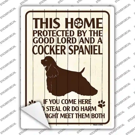 Protected By A Cocker Spaniel Novelty Rectangle Sticker Decal Small