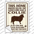 Protected By A Collie Novelty Rectangle Sticker Decal Small