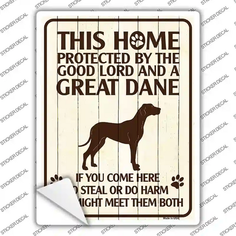 Protected By A Great Dane Novelty Rectangle Sticker Decal Small