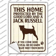 Protected By A Jack Russell Novelty Rectangle Sticker Decal Small