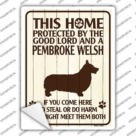 Protected By A Pembroke Welsh Novelty Rectangle Sticker Decal Small