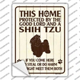 Protected By A Shih Tzu Novelty Rectangle Sticker Decal Small