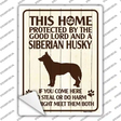 Protected By A Siberian Husky Novelty Rectangle Sticker Decal Small