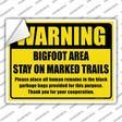 Warning Bigfoot Area Novelty Rectangle Sticker Decal Small