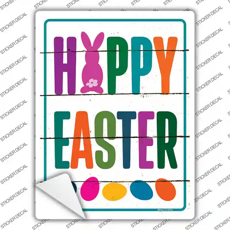 Happy Easter with Eggs Novelty Rectangle Sticker Decal Small