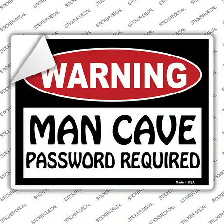 Man Cave Password Required Novelty Rectangle Sticker Decal Small