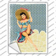 Girl With Big Hat Vintage Pinup Novelty Rectangle Sticker Decal Small