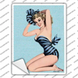 Striped Bathing Suit Girl Vintage Pinup Novelty Rectangle Sticker Decal Small