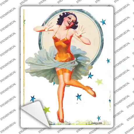 Girl With Orange Body Suit Vintage Pinup Novelty Rectangle Sticker Decal Small