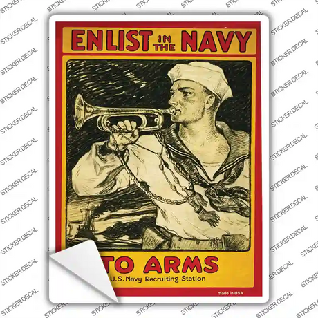 Enlist in the Navy Vintage Poster Novelty Rectangle Sticker Decal Small