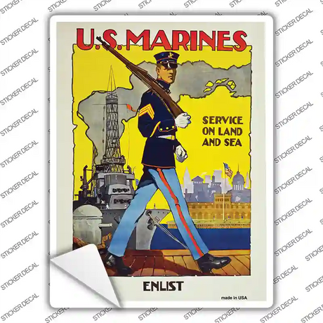 US Marines Vintage Poster Novelty Rectangle Sticker Decal Small