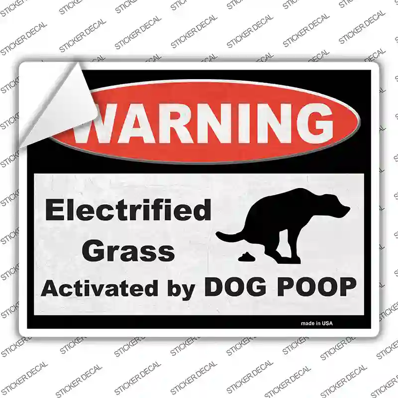 Warning Electrified Grass Novelty Rectangular Sticker Decal Small