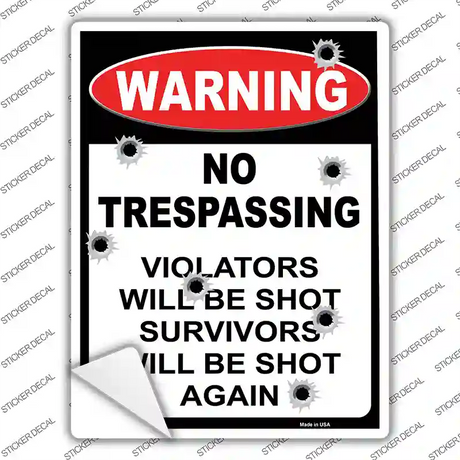 Warning No Trespassing Novelty Rectangular Sticker Decal Small