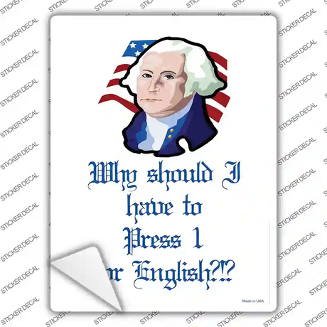 Press 1 for English Novelty Rectangle Sticker Decal