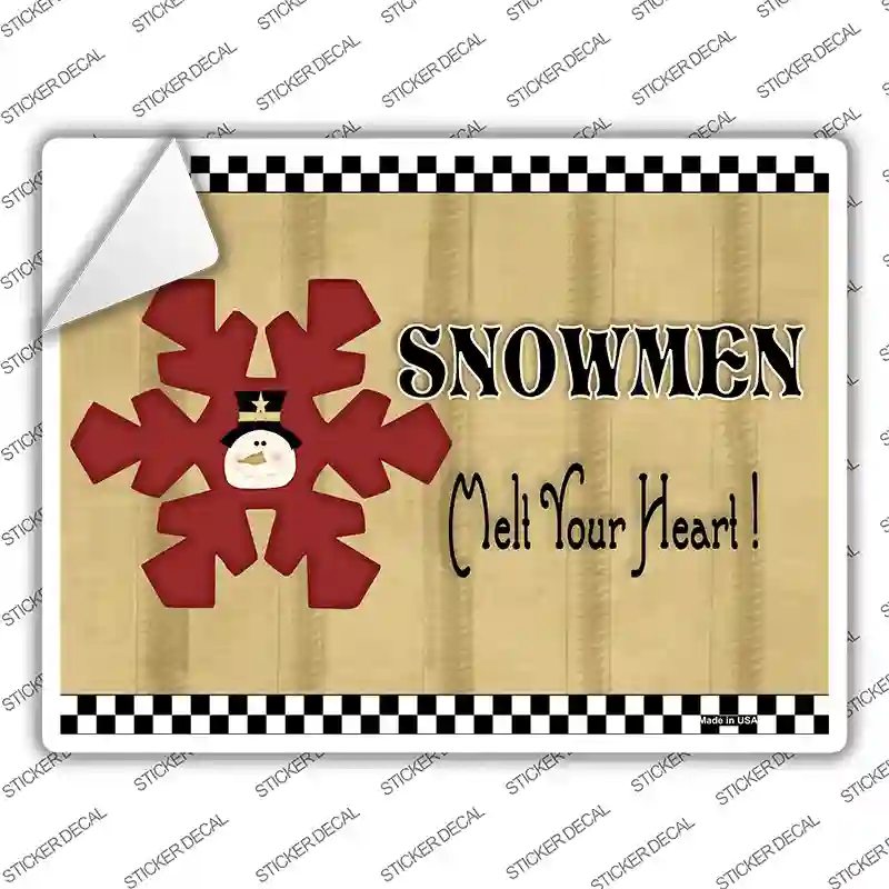 Snowflake Snowmen Novelty Rectangle Sticker Decal Small