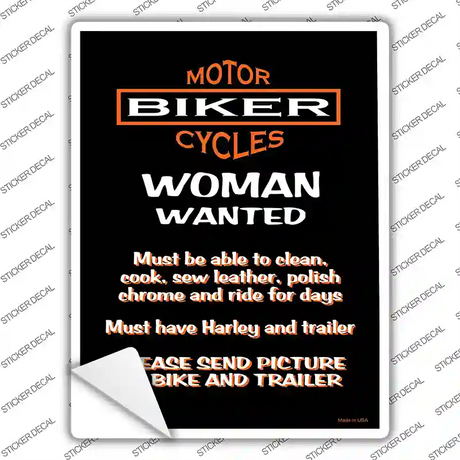 Woman Wanted Novelty Rectangle Sticker Decal Small