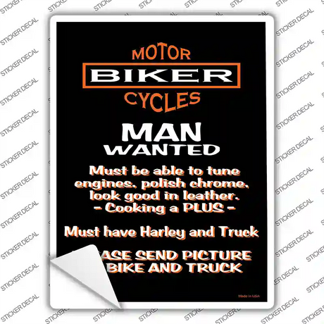 Man Wanted Novelty Rectangle Sticker Decal Small