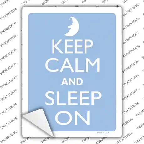 Keep Calm And Sleep On Blue Novelty Rectangle Sticker Decal
