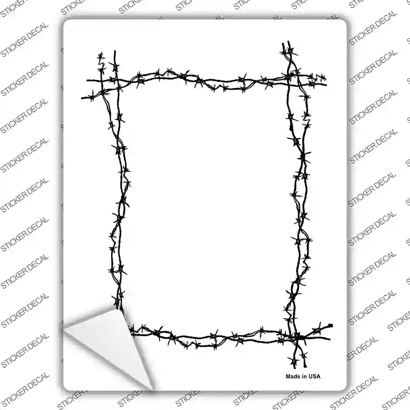 Black Barbed Wire Border Novelty Rectangle Sticker Decal