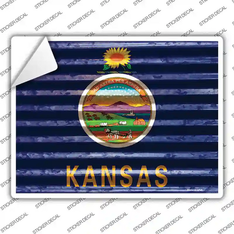 Kansas Flag Novelty Rectangle Sticker Decal Small