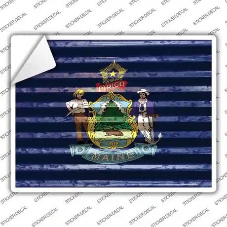 Maine Flag Novelty Rectangle Sticker Decal Small